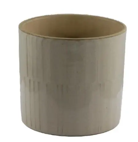 Pour mieux organiser votre jardin：Cache-pot coloris beige en céramique - Ø 16 x 15,2 cm