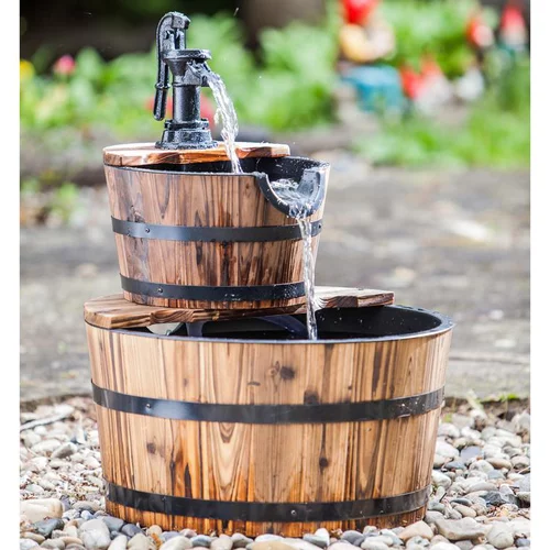 Choix pratique:Fontaine de jardin avec 2 tonneaux en bois