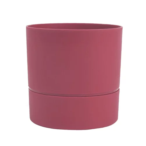 Une idée pratique pour le jardin：Pot rond à réserve d’eau en polypropylène rose Terra Eda Aquaduo - Ø 19,3 x H 19,3 cm