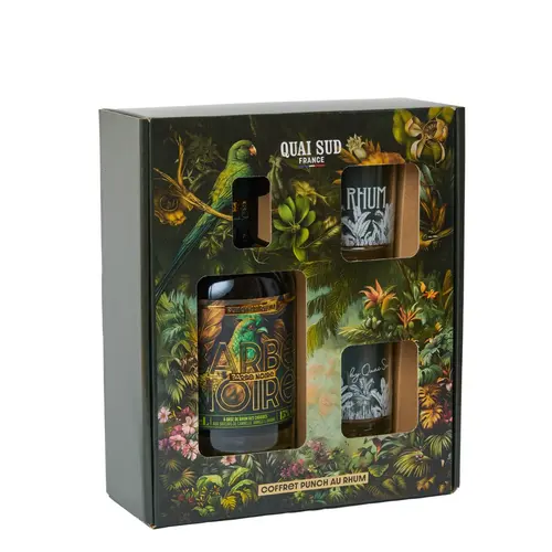 Confort dehors：Coffret Barbe noire pour punch au rhum Quai Sud - 70 cl