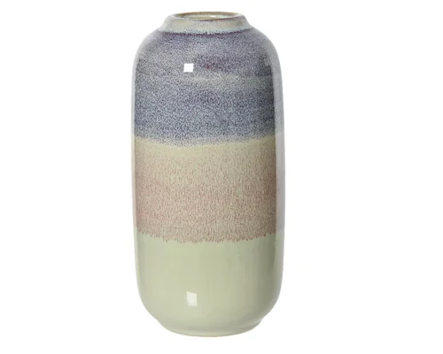 Tendance jardin:Vase en grès vert rose violet - Ø 11,2 x H 23 cm