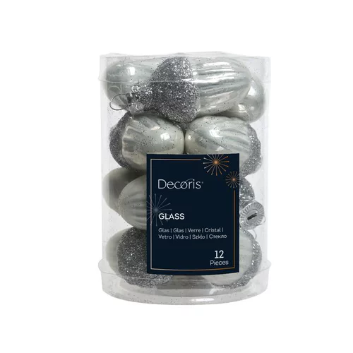 Pour vos envies de jardin:Boite de 12 glands en verre brillant coloris blanc - Ø 3 cm