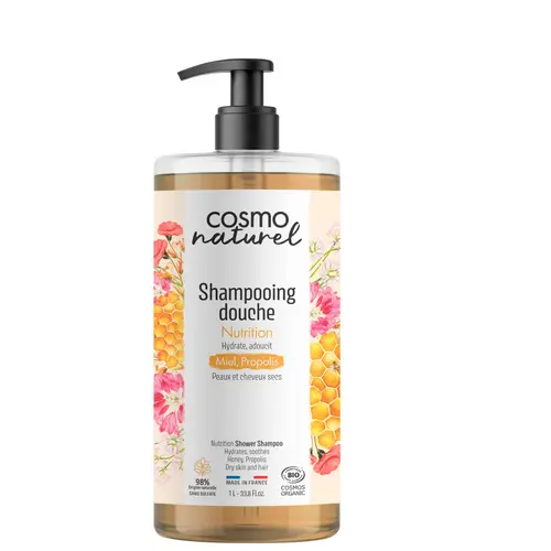 Pour plus de confort au jardin:Shampooing douche miel propolis Cosmo Naturel - 1 L