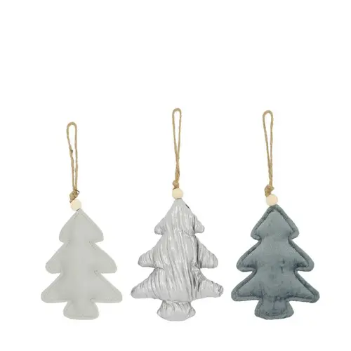 Pour vos projets jardin：Décoration à suspendre forme sapin en tissu gris - 12,5 x 4 x 17 cm