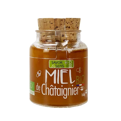 Pour un extérieur bien équipé:Miel bio de chataigne Savor et Sens - 160 g