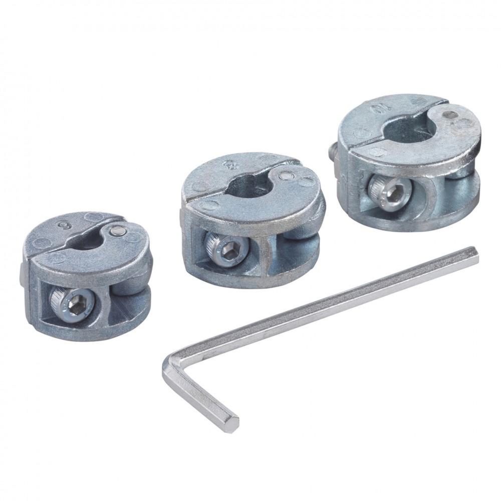 WOLFCRAFT Lot de 3 butées de profondeur bois, Diam.6, 8 et 10 mm WOLFCRAFT