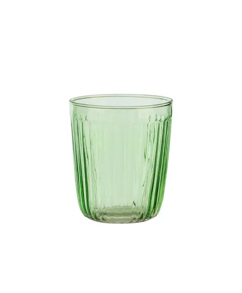 Moderne au jardin:Gobelet décor côtelé coloris vert en verre - 9 x 8 cm