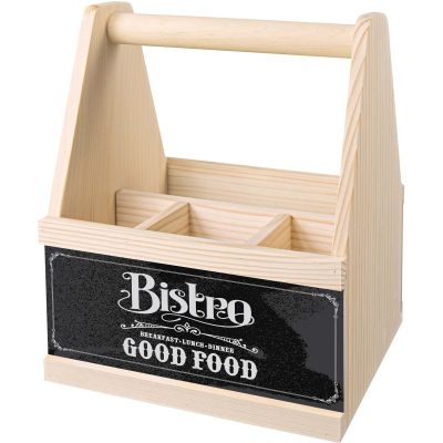 Range-couverts en bois avec motif imprimé (Bistrot)