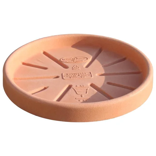 Tendance extérieur:Soucoupe à bord double en plastique Terre de Sienne Euro3plast - Ø 43 cm