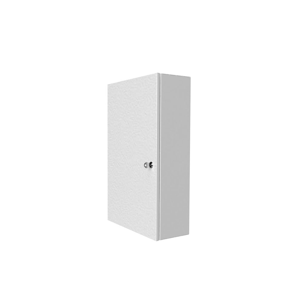 Coffret d'habillage ATOLE 13 modules en acier blanc avec serrure à clef – H 540 x L 340 x P 140 mm, Réf. RCH100GSS