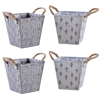 Corbeille carrée en métal cactus (Lot de 4)
