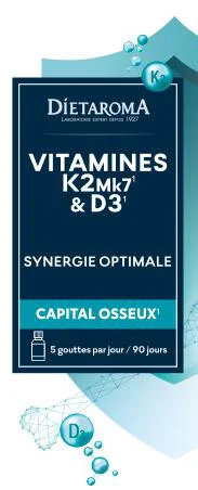 Jardin et solutions：Complément alimentaire synergie optimale vitamines K2-Mk7 et D3 capital osseux Dietaroma - 20 ml
