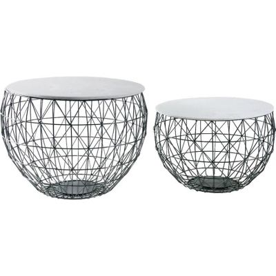 Tables basses en métal et marbre (Lot de 2)