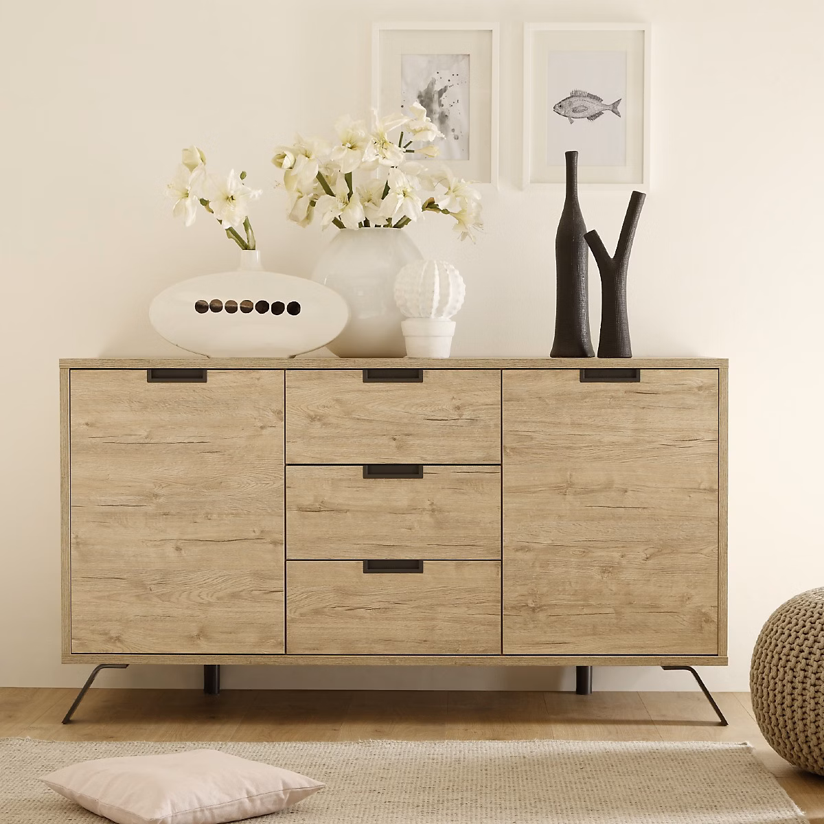 Buffet moderne en bois 2 portes-3 tiroirs 160cm DIANA – Réf. VCLFNVMTY7024961536