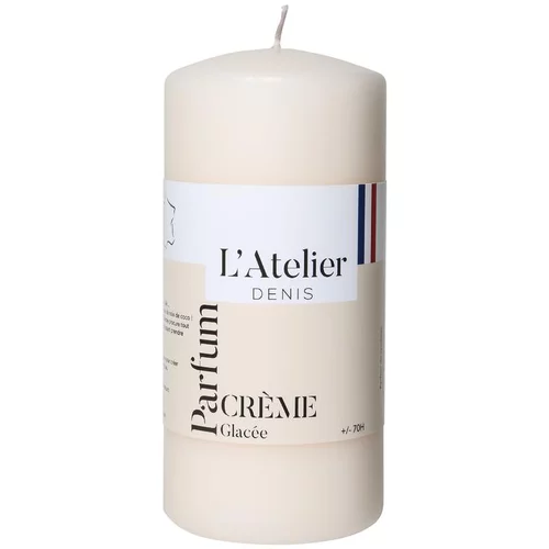 Univers jardin：Bougie cylindrique taille L ivoire parfum crème glacée L’Atelier de Denis - Ø 6,8 x H 14.5 cm