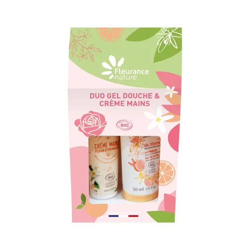 Pour profiter du jardin:Duo gel douche et crème mains bio verveine bergamote Fleurance Nature - 50 + 30 ml