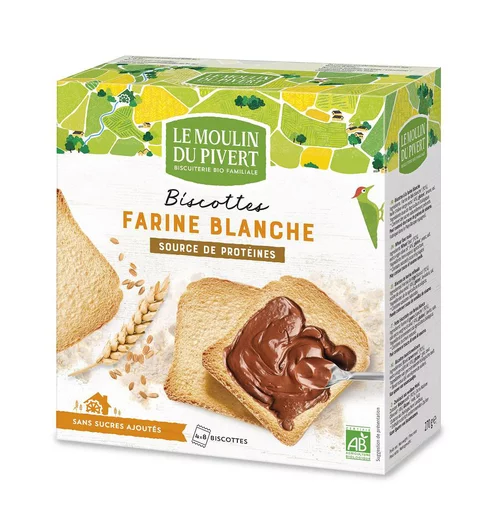 Jardin et plaisir：Biscottes bio à la farine blanche 270 gBiscottes bio à la farine blanche 270 g