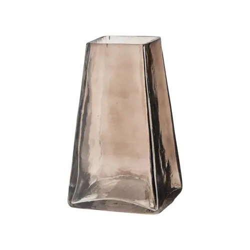 Jardin à vivre：Petit vase carré en verre fumé gris – Ø 10 x H 17 cm