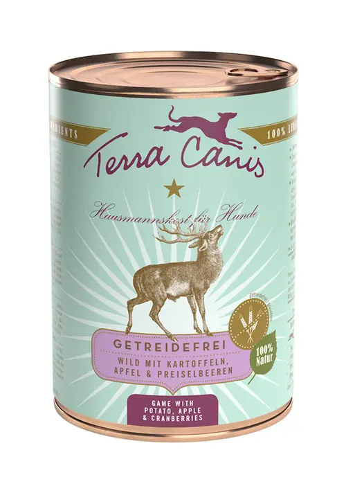 Sélection au jardin：Aliment complet pour chien sans céréales Terra Canis gibier – 400 g