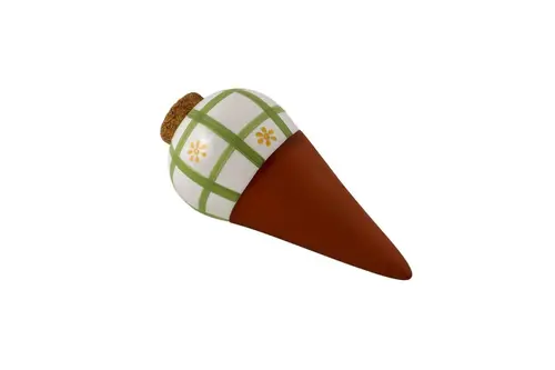 Votre allié au jardin:Carotte d’arrosage en terre cuite à décor blanc et vert Daisy - Ø 7 x 13 cm