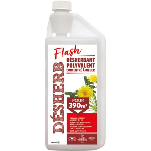 Pour embellir vos extérieurs：Désherbant concentré Desherb'Flash Polyvalent Fertiligène - 900 ml