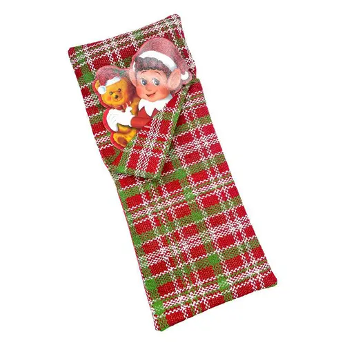 Confort pour le jardin：Sac de couchage avec oreiller rouge et vert Lutin farceur - 12,5 x 30 cm