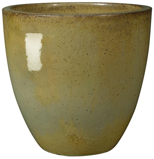 Accessoire au jardin：Vase en terre cuite émaillée artisanale coloris vert Deroma Tonkin Avocado 8/9 - Ø 46 x H 46 cm