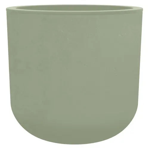 Une touche extérieure:Pot rond en plastique coloris vert amande Poetic Basalt Up - Ø 38,5 x H 36,8 cm