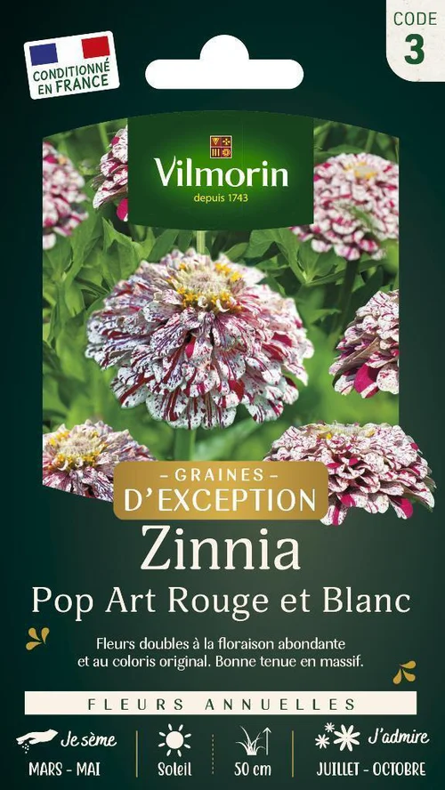 Nature utile:Graines de Zinnia Pop art rouge et blanc Vilmorin graines d’exception - graines à semer