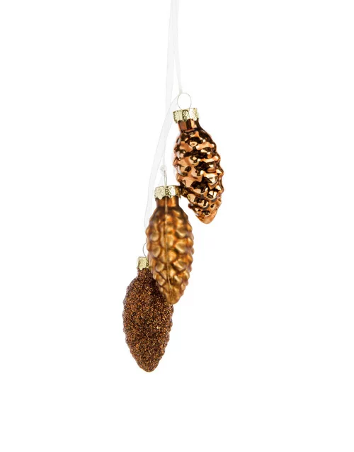 Jardin pratique:Ornement de Noël à suspendre pomme de pin marron cuivre H 6 x Ø 3 cm