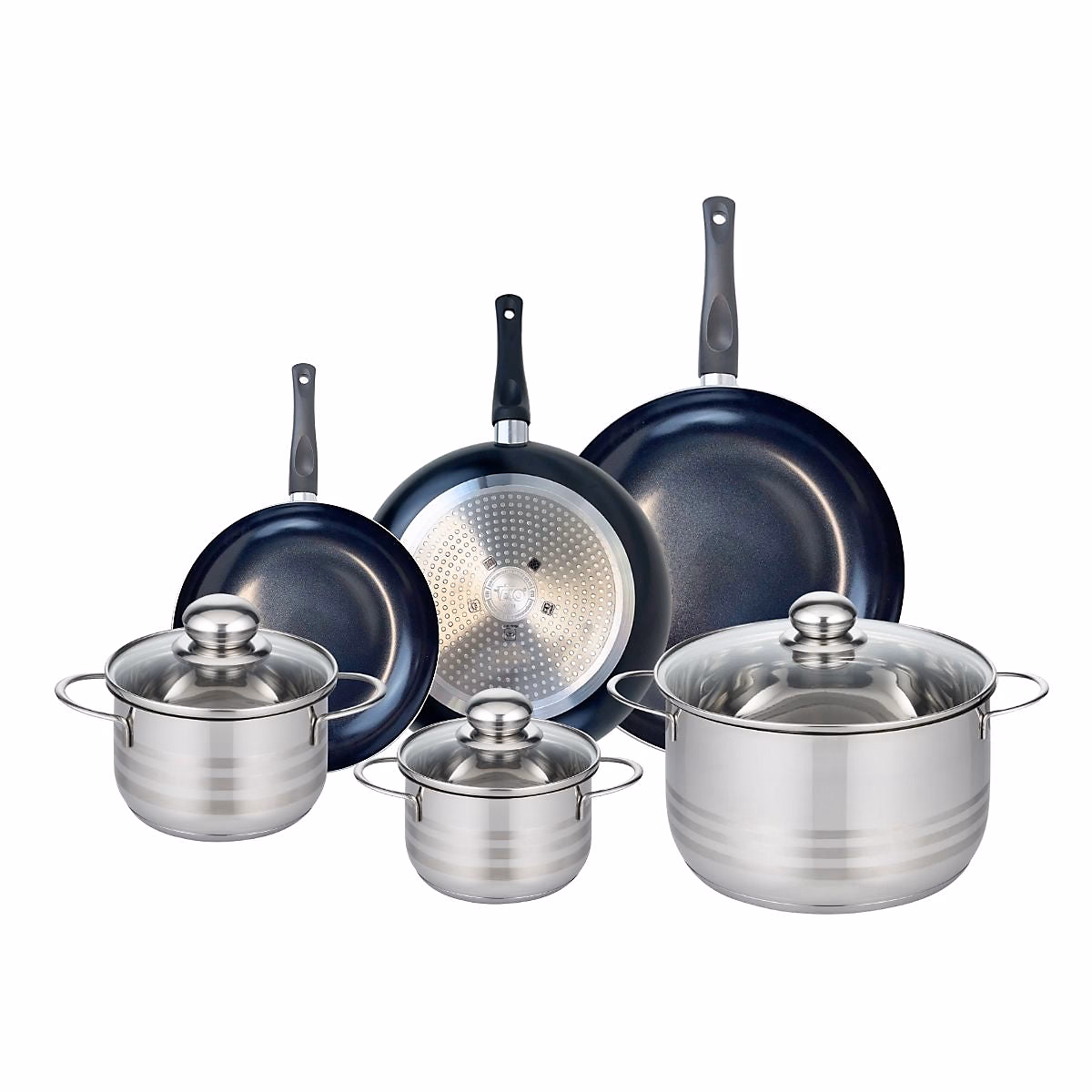 Ensemble de 3 Poêles de cuisson 20 – 24 et 28 cm et 3 faitouts 14, 16 et 24 cm Elo Prima Brillant