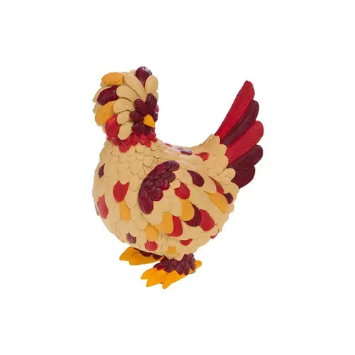 Un essentiel du jardin:Poule décorative en résine multicolore Adelaide - 26 x 17 x H 3,5 cm