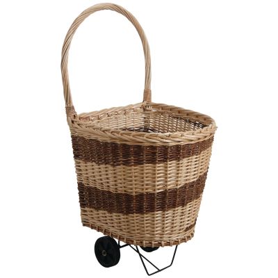 Chariot à bûches en osier sur roulettes (2)