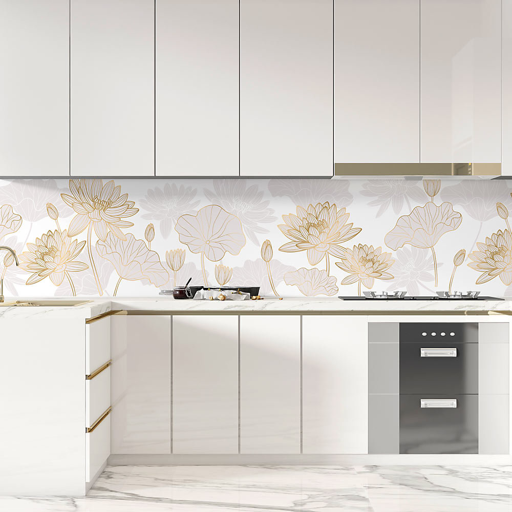 Crédence Adhésive Fleurs Dorées 100 × 40 cm