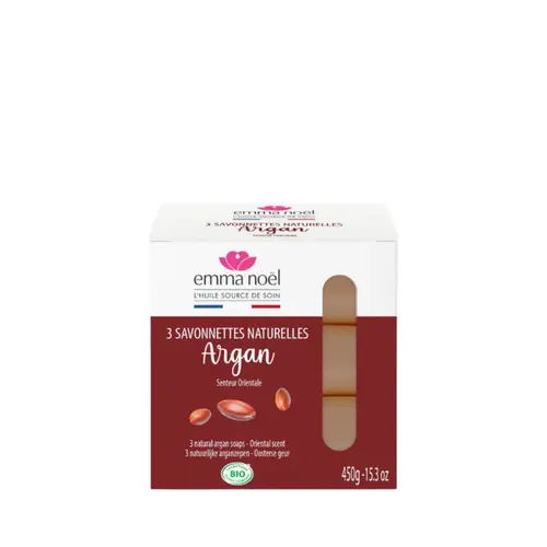 Extérieur solution:Savonnettes à l’argan bio en sachets de 3 x 150 g