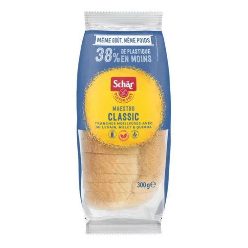 Pour vos projets:Pain blanc semi-frais Maestro Classic sans gluten sachet 300g