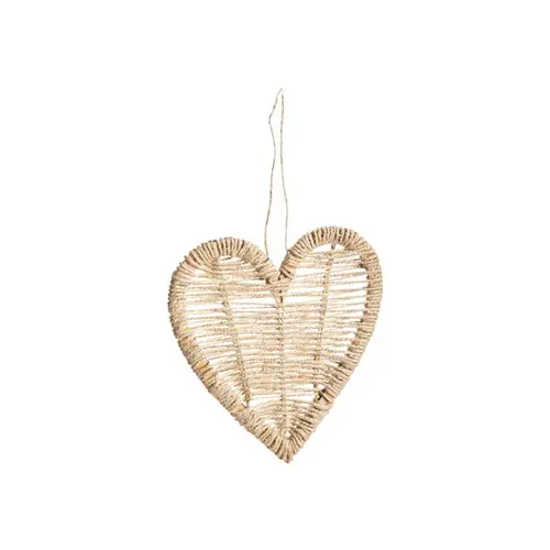 Pour personnaliser vos extérieurs:Décoration à suspendre cœur en jute naturel - 10 cm