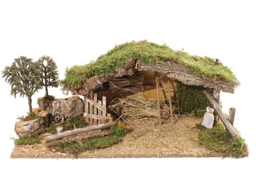 Pensé pour vos extérieurs：Creche Vide avec Enclos et Arbres 54x25x21xcm Bois Multicolore
