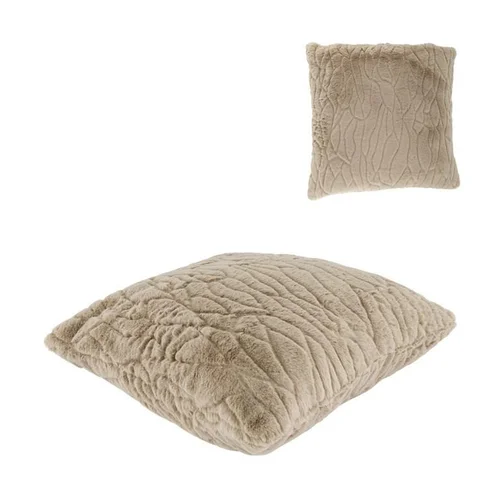 Moderne extérieur:Coussin décoratif carré coloris gris en polyester fausse fourrure - 45 x 45 cm