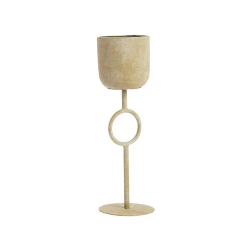 Jardin actuel:Porte-plante sur pied avec cercle en métal vert petit modèle - Ø 16 x 41 cm