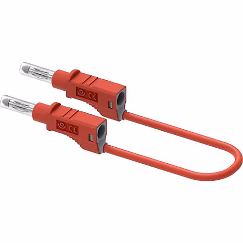 Cordon de mesure enfichable 4 mm 25 cm – 600 V CAT II, 36 A, rouge