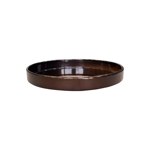 Jardin et équipement:Soucoupe ronde en métal recyclé coloris brun flambé Upcycle Cylindre XXL - Ø 40 x H 5 cm
