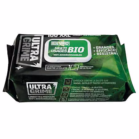 Lingettes nettoyantes multiusages XXL Ultragrime Pro – paquet de 100