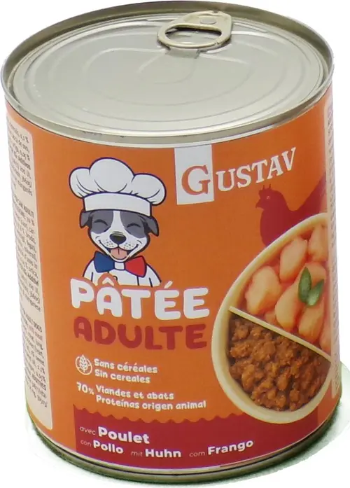 Sélection nature:Pâtée pour chien adulte au poulet sans céréales complète Bubimex Gustav - 800 g