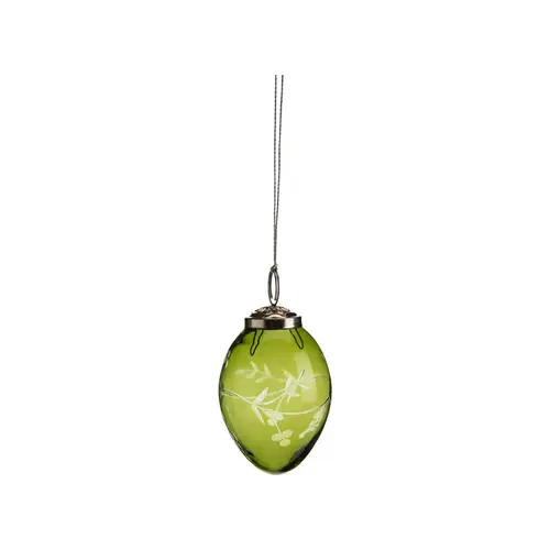 Pour faciliter la vie dehors:Boule ovale en métal et verre gravé transparent vert - 8 x 5 cm