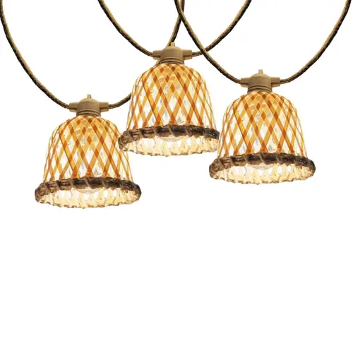 Tendance jardin:Guirlande solaire Maly avec USB et 10 LED blanc chaud coloris beige en corde - 7,5 m