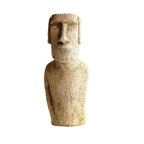 Sélection au jardin：Buste de Moai ton vieilli Hairie Grandon - 40 cm
