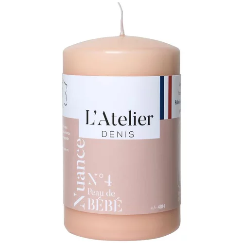 L’allié du jardin：Bougie cylindrique taille S rose L’Atelier de Denis - Ø 6,8 x H 11 cm
