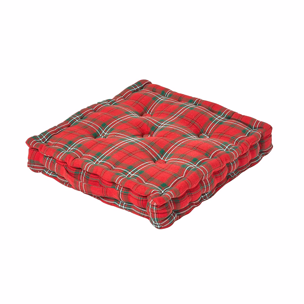 Coussin de sol rouge – tartan écossais, 50 × 50 cm, HOMESCAPES