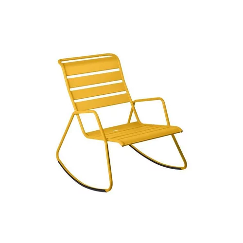 Pour tous vos projets jardin:Fauteuil rocking chair coloris jaune en acier Monceau - 68 x 78 x 88 cm
